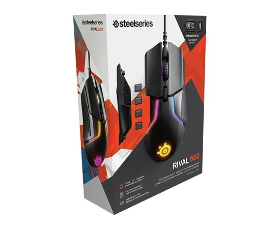 SteelSeries Rival 600 Gaming Mouse SteelSeries Gaming mouse, RGB LED light, Dual system: 1st - TrueMove 3 Optical Sensor 100-12000CPI; 2nd - Optical Depth Sensor;