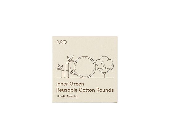 Purito Inner Green Reusable Cotton Rounds 10 pcs Ķermeņa kosmētika