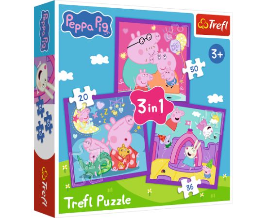 TREFL PEPPA PIG Комплект пазлов 3в1 Свинка Пеппа Пазлы