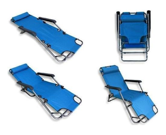 CreativeHome Leżak plażowy ogrodowy składany niebieski Шезлонги и пляжные стулья