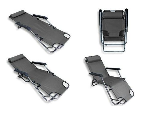 CreativeHome Leżak plażowy ogrodowy składany szary Шезлонги и пляжные стулья