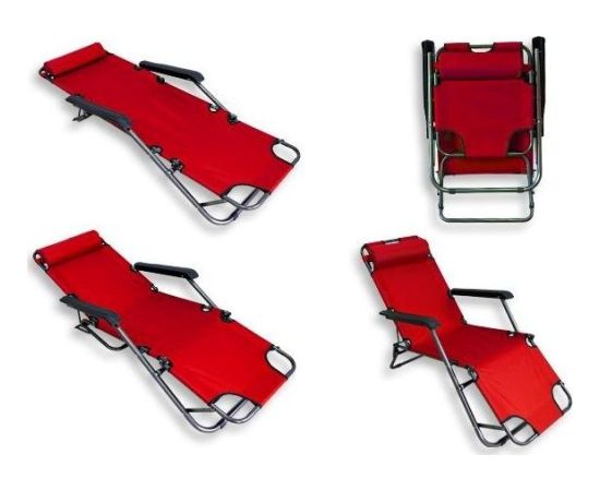 CreativeHome Leżak plażowy ogrodowy składany czerwony Шезлонги и пляжные стулья