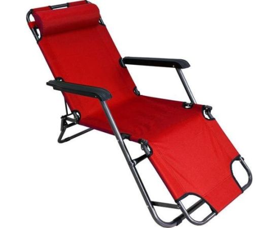 CreativeHome Leżak plażowy ogrodowy składany czerwony Шезлонги и пляжные стулья