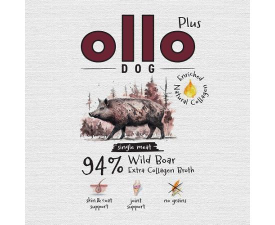 Ollo Plus Kolagen Dzik 400g puszka dla psa Suņu barība