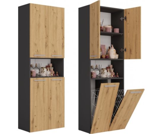 Top E Shop Topeshop NEL 2K DK ANT/ART KP bathroom storage cabinet Graphite, Oak Jaunumi -Dārzam