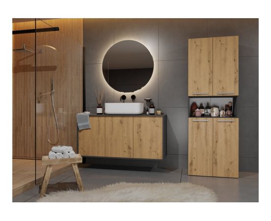 Top E Shop Topeshop NEL 2K DK ANT/ART KP bathroom storage cabinet Graphite, Oak Jaunumi -Dārzam