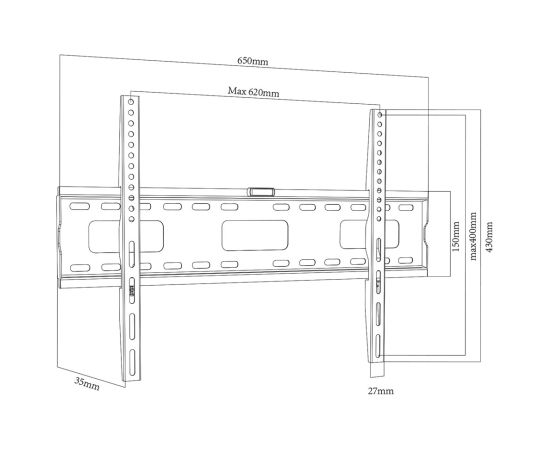 Maclean TV MC-419 Wall Mount Bracket 32"-100" VESA 600x400 45kg Tilting Universal Adjustable Spirit Level Accessories Flat Heavy Duty Крепления для телевизоров