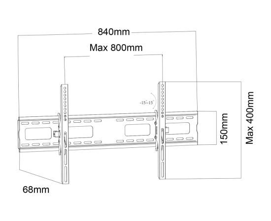 Maclean MC-422 TV Wall Mount Heavy Duty 43"-100" max VESA 800x400 120kg Tilting +/-15° Bracket Holder Hanger with Spirit Level Accessories Крепления для телевизоров