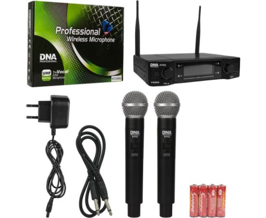 Dna Professional DVS2 - Mikrofon bezprzewodowy, 2x nadajnik doręczny  + baza, pasmo UHF 560-590 MHz Mikrofoni