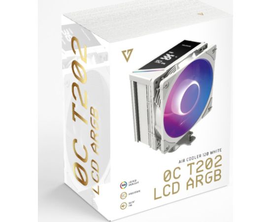MODECOM Volcano 0C T202 LCD ARGB Processor Air cooler 12 cm White Procesoru dzesēšana