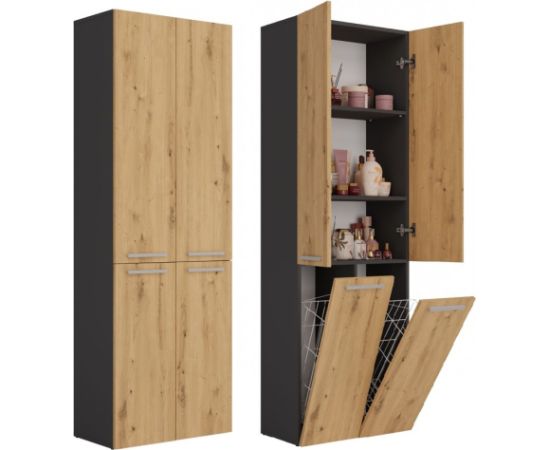 Top E Shop Topeshop NEL 2K DD ANT/ART KP bathroom storage cabinet Graphite, Oak Jaunumi -Dārzam