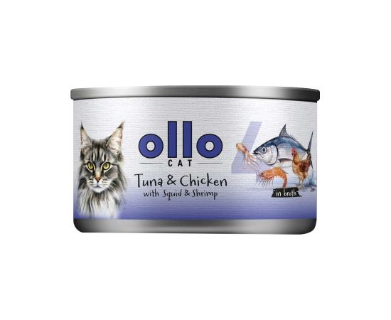 Ollo Tuna & Chicken with Squid & Shrimp in Broth Nr 4 70g Консервы кошек