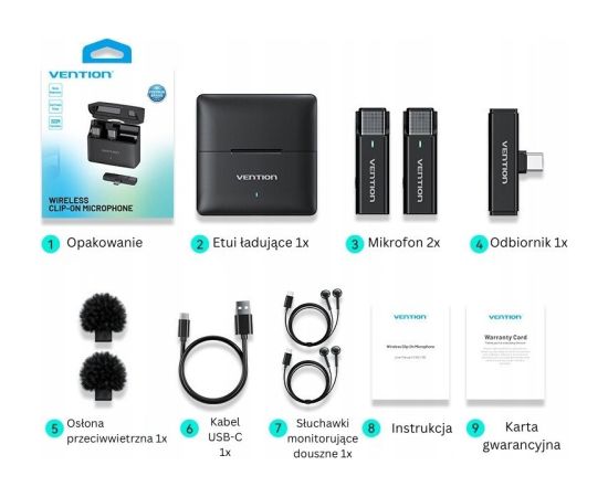 Set of 2 Vention USB-C microphones + charging case Mикрофоны