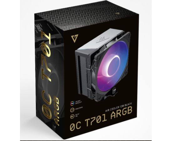 MODECOM Volcano 0C T701 ARGB Processor Air cooler 12 cm Black Procesoru dzesēšana