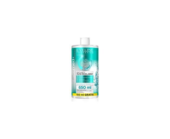 Eveline Cosmetics FaceMed+ Mattifying Micellar Water - Odličovací micelární voda pro normální/smíšenou pleť 650ml Косметика для тела