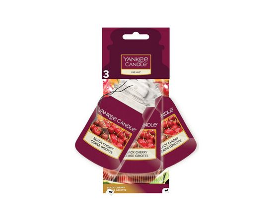 Yankee Candle Black Cherry Car Jar ( zralé třešně ) - Papírová visačka do auta 3 ks Ароматы для дома и комнаты