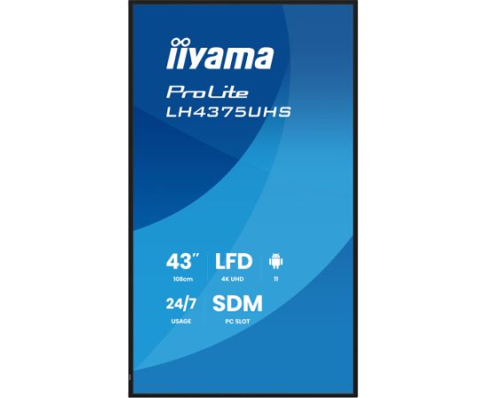 Iiyama LH4375UHS-B2AG, public display (black (matt), UltraHD/4K, IPS, speakers, daisy chain) Monitori