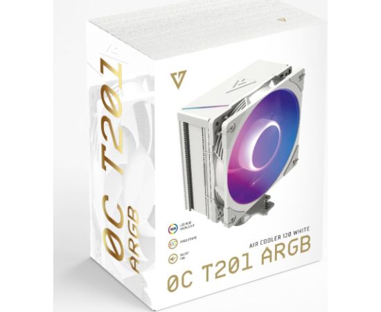 MODECOM Volcano 0C T201 ARGB Processor Air cooler 12 cm White Procesoru dzesēšana
