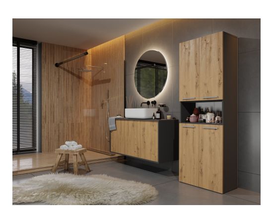 Top E Shop Topeshop NEL 1K DK ANT/ART KP bathroom storage cabinet Graphite, Oak Jaunumi -Dārzam