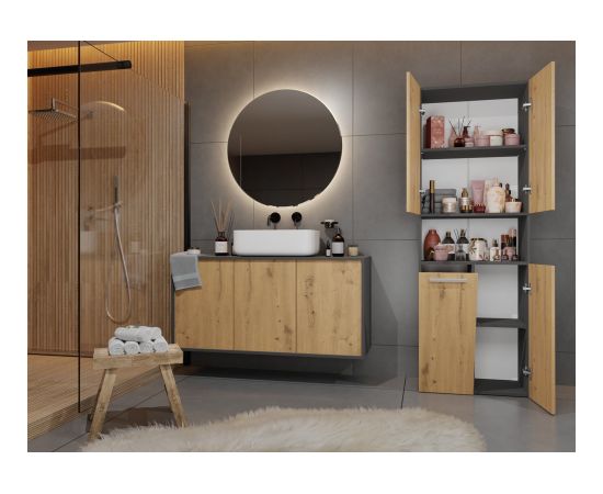 Top E Shop Topeshop NEL 1K DK ANT/ART KP bathroom storage cabinet Graphite, Oak Jaunumi -Dārzam