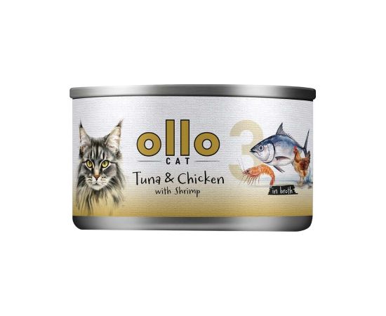 Ollo Tuna & Chicken with Shrimp in Broth Nr 3 70g Консервы кошек