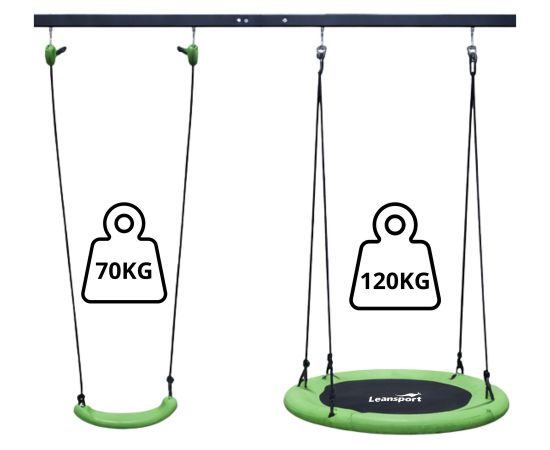 Lean Sport Garden Swing Stork's Nest Seat 2in1 Frame Black 260x173 cm Jaunumi, Bērnu preces