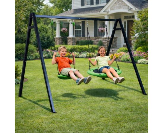 Lean Sport Garden Swing Stork's Nest Seat 2in1 Frame Black 260x173 cm Jaunumi, Bērnu preces