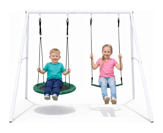 Lean Sport Garden Swing Stork's Nest Seat 2in1 Frame White 210x170 cm Jaunumi, Bērnu preces