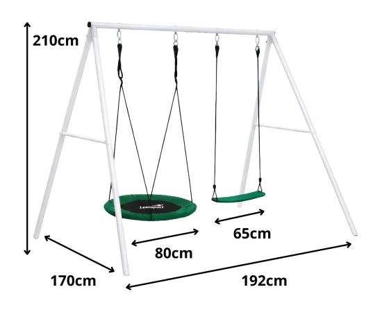Lean Sport Garden Swing Stork's Nest Seat 2in1 Frame White 210x170 cm Jaunumi, Bērnu preces