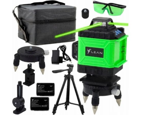 Lean Poziomica Laserowa Płaszczyznowa 4D 16 Linii Torba 2 Akumulatory Zielona Новинки Для дома и сада 