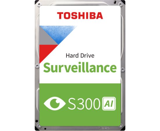 HDD Video Surveillance TOSHIBA S300 AI 8TB CMR, 3.5'', 512MB, 7200RPM, SATA, 64 cameras, 24/7, TBW: 550 Жесткие диски (HDD)