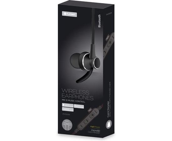 Platinet Premium Bluetooth Sport Headset & Handsfree Bezvadu Sporta Austiņas / MicroSD Karšu Lasītājs / A2DP / Melnas Austiņas