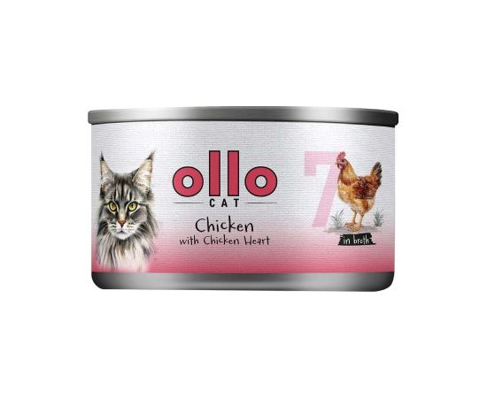 Ollo Chicken with Chicken Heart in Broth Nr 7 70g Консервы кошек