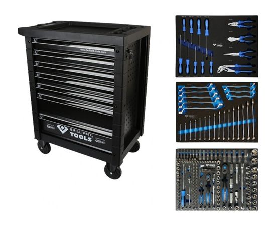 Instrumentu ratiņi ar instrumentiem Brilliant Tools BT153207; 207 gab. Darbagaldi un darbnīcu mēbeles 