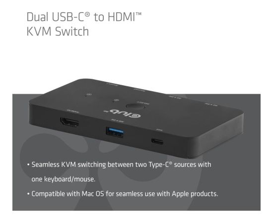 VIDEO SWITCH KVM USB-C TO HDMI/DUAL CSV-2512 CLUB3D Dažādi vadi
