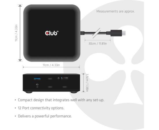 NB ACC DOCKING STATION 12IN1/USB-C 100W CSV-2542 CLUB3D Dokstacijas portatīvajiem datoriem