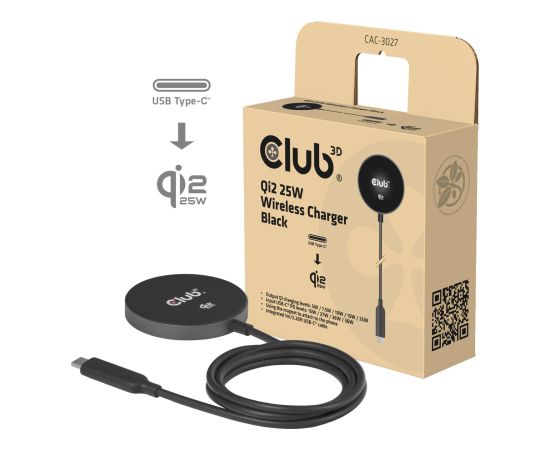 MOBILE CHARGER QI2 MAGSAFE/25W BLACK CAC-3027 CLUB3D Новинки смартфонов и телефонов