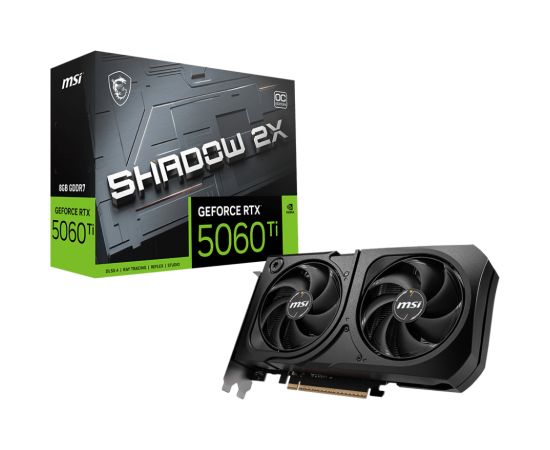 MSI GeForce RTX 5060 Ti 8G SHADOW 2X OC PLUS Bulk Pack NVIDIA 8 GB GeForce RTX 5060 Ti GDDR7 HDMI ports quantity 1 PCI Express Gen 5 x16 (uses x8) Grafiskās video kartes