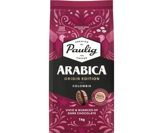 Kafijas pupiņas PAULIG Arabica Origin Edition Colombia 1kg Kafijas kapsulas, kafija