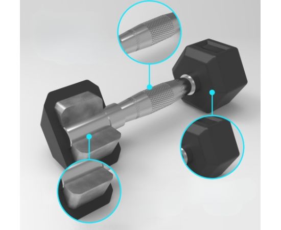 Sešstūra hanteles inSPORTline Hexclusive 10 kg Hanteles