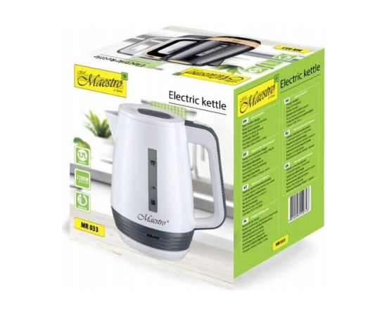 Electric kettle 1.7l 2200W MAESTRO MR-033-WHITE Tējkannas (elektriskās)
