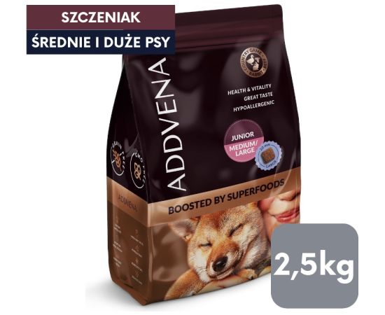 ADDVENA BOOSTED BY SUPERFOODS dla szczeniąt średnich i dużych ras 2,5kg Suņu barība