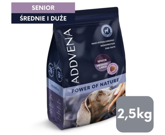 ADDVENA POWER OF NATURE dla starszych psów średnich i dużych ras 2,5kg Suņu barība