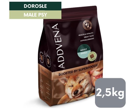 ADDVENA BOOSTED BY SUPERFOODS dla dorosłych psów małych ras 2,5kg Suņu barība
