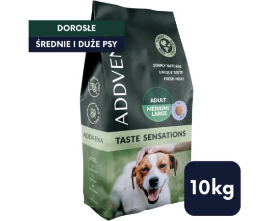 ADDVENA TASTE SENSATIONS dla dorosłych psów średnich i dużych ras 10kg Suņu barība