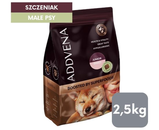 ADDVENA BOOSTED BY SUPERFOODS dla szczeniąt małych ras 2,5kg Suņu barība