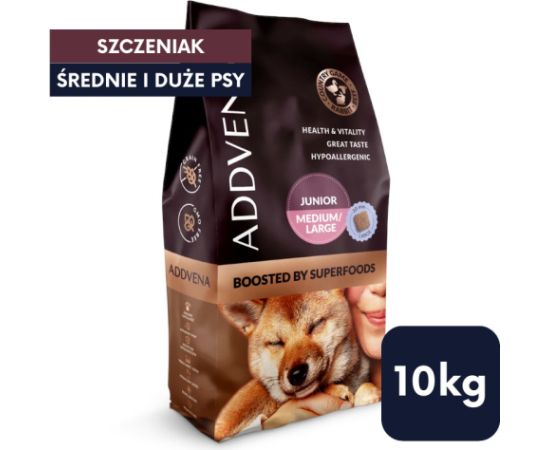 ADDVENA BOOSTED BY SUPERFOODS dla szczeniąt średnich i dużych ras 10kg Suņu barība