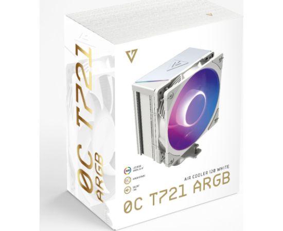 MODECOM Volcano 0C T721 ARGB Processor Air cooler 12 cm White Procesoru dzesēšana