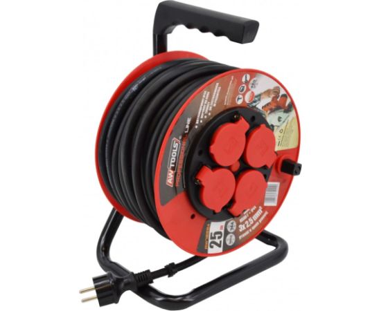 Pagarinātājs saritināms uz spoles AWTools AW70224; 3x2,5 mm²; 25 m Strāvas pagarinātāji