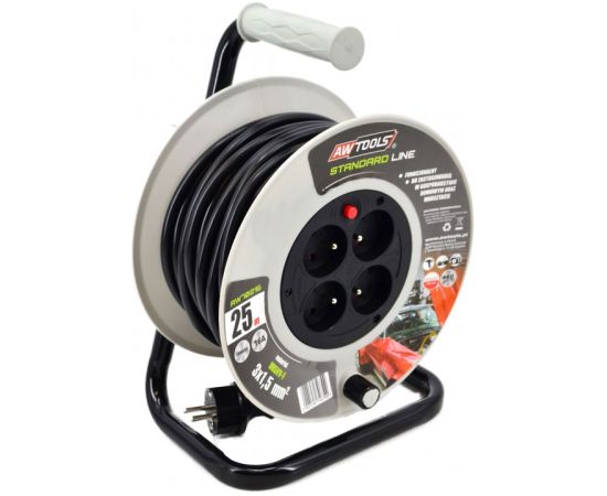 Pagarinātājs saritināms uz spoles AWTools AW70217; 3x1,5 mm²; 30 m Strāvas pagarinātāji